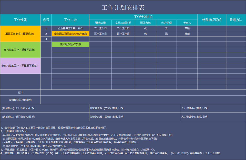 工作计划进度Excel管理模板大全