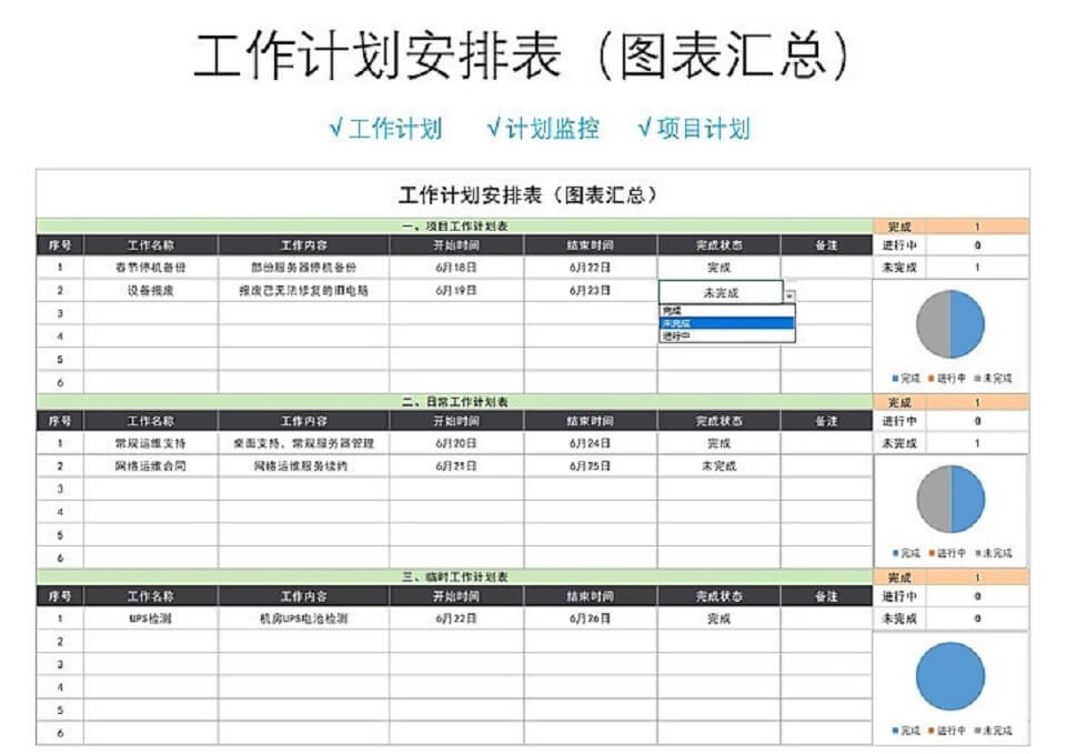 工作计划进度Excel管理模板大全